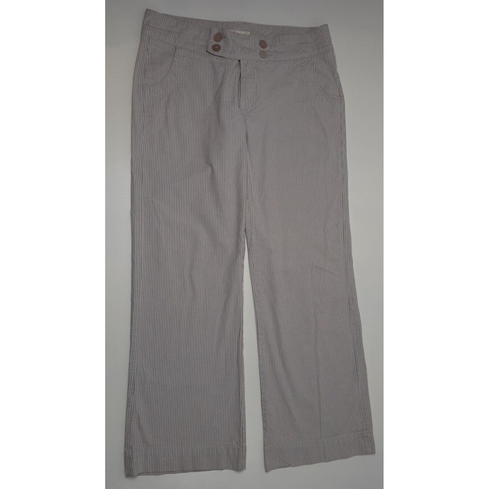 Lee One True Fit Women's Pants Tan/White Striped Wide Leg Trousers Size 12M